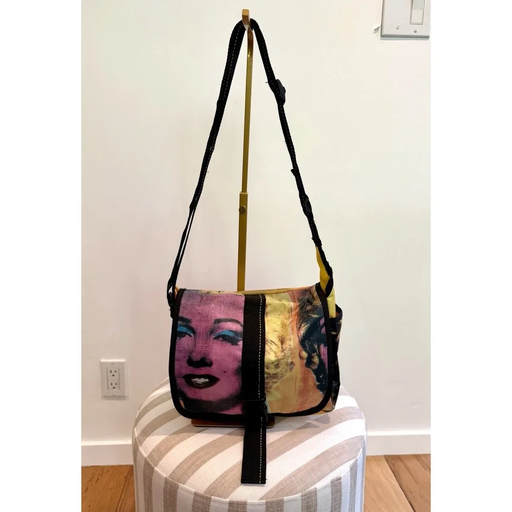 Andy Warhol Loop Messenger Bag Marilyn Monroe Portrait Vinyl Canvas Crossbody